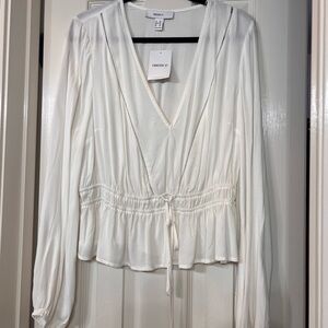 Forever 21 Cream V-Neck Blouse
